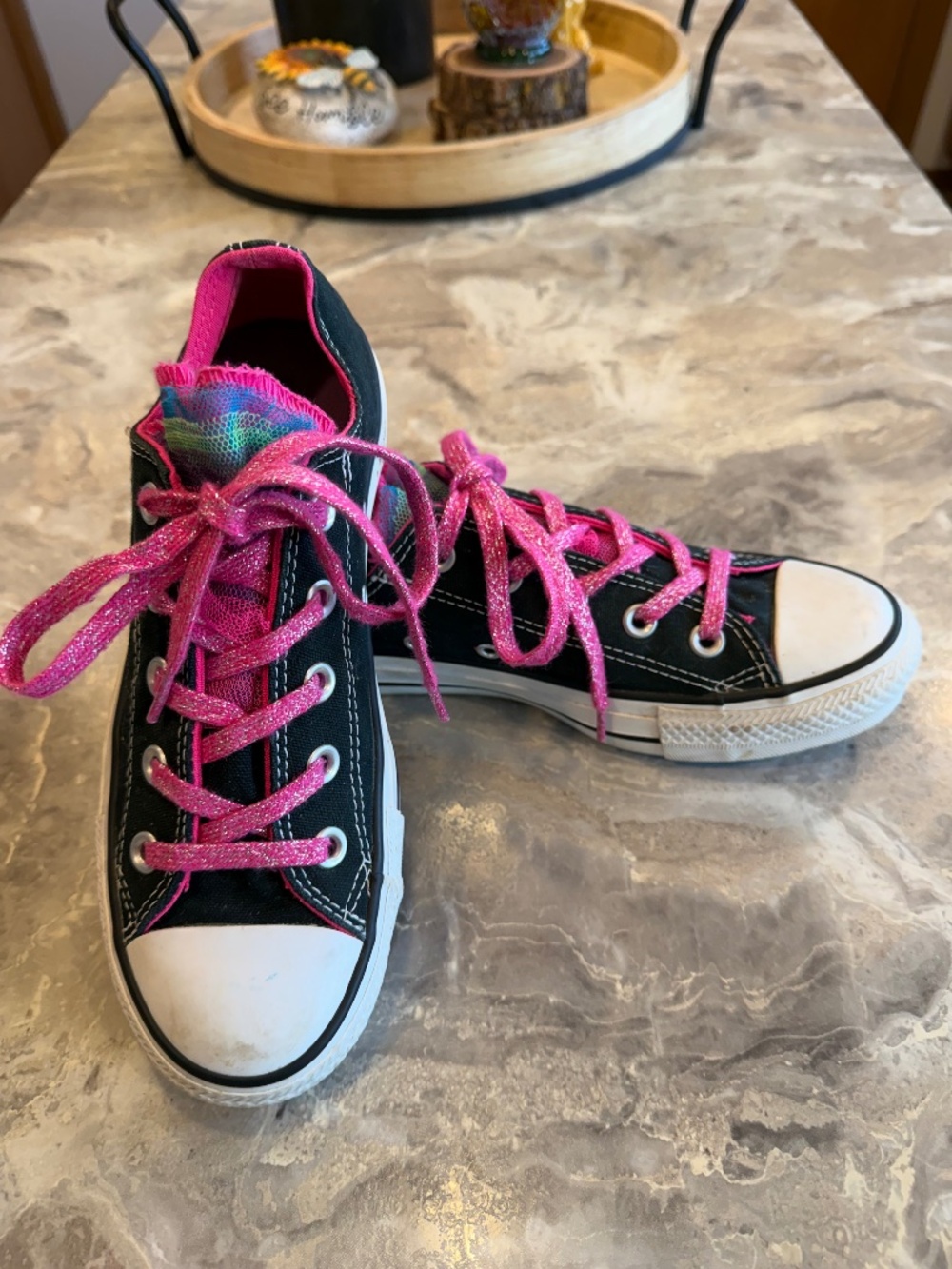 Converse, Chuck Taylor, All-Star, black and multicolor shoes women’s size 6